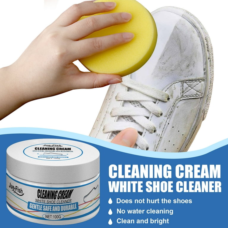 Jue Fish Multi-functional Cleaning and Stain Removal Cream, White Shoe  Cleaning Cream with Sponge, Multipurpose Cleaning Cream, White Shoe  Cleaner, Shoes Decontaminate Solid Paste (1pc with sponge) 