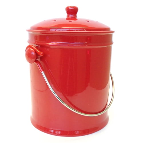 Natural Home 1-Gal Ceramic Compost Bin, Cherry by Generic