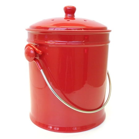 natural home 1-gal ceramic compost bin, cherry - walmart.com