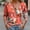 Orange, variant on HOMBOM Fall T-Shirts for Women Long Sleeve Orange Turn down Collar Tops V-Neck Classic Fit Floral Womens