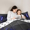 thumbnail image 5 of Feelyou 3D Navy Gamepad Bedding Comforter Set 7pcs for Boy, Video Games Controller King Bedding Sets, Neon Gradient Honeycomb Reversible Bed Sheets, Microfiber Bedroom Decor, 5 of 9
