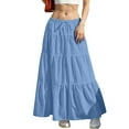 thumbnail image 2 of QATAINLAV Women's Maxi Skirt Summer Boho Flowy Ruffle Swing Skirts Beach A-Line Tiered Long Skirt Vacation Clothes, Sky Blue, S, Gifts for Girls, 2 of 6