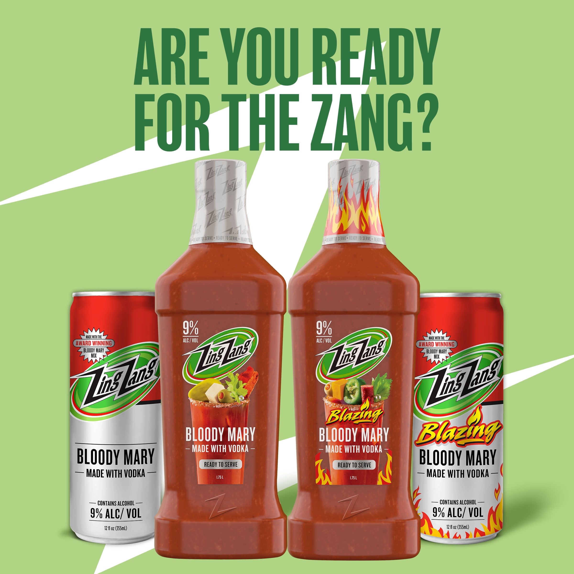Zing Zang Bloody Mary with Vodka, Ready-to-Serve Cocktail, 1.75L