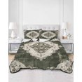 thumbnail image 3 of Vintage Green White Queen Size Down Alternative Comforter, Lightweight Comforter Quilt Bedding Set with Pillow Shams Southwestern Geometric Abstract Art All Seasons Bed Comforter Duvet Insert 90"x96", 3 of 7