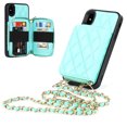 thumbnail image 2 of iPhone X Wallet Case, iPhone XS Cover, Allytech Zipper Case with Card Holder Slot Crossbody Chain Strap Handbag Purse Wrist Strap Shockproof PU Leather Case for iPhone X/ XS 5.8", Green, 2 of 7