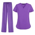thumbnail image 2 of Conjuntos Exfoliantes para Mujeres y Hombres Ropa de Trabajo de Enfermera Uniforme de Enfermería Uniforme de Trabajo Lavable a Máquina Túnica L Morado Multi Salvador, 2 of 6
