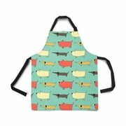 ASHLEIGH Adjustable Bib Apron for Women Men Girls Chef with Pockets Lovely Dog Seamless Pattern Novelty Kitchen Apron for Cooking Baking Gardening Pet Grooming Cleaning