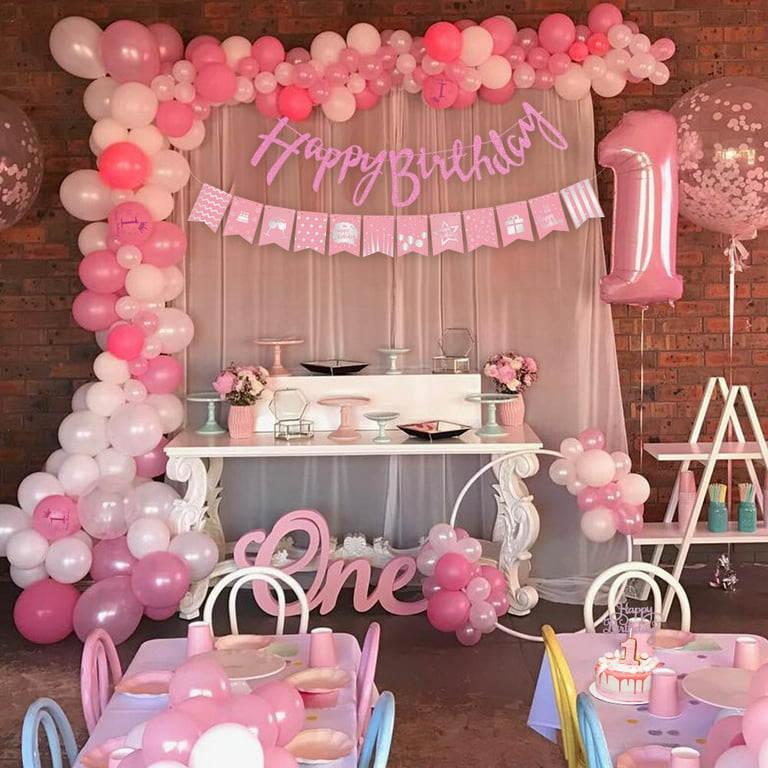 Pastel Pink White Birthday Decorations for Girls Women Pink Party  Decorations Se