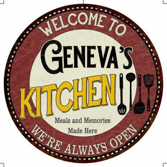 Geneva's Kitchen 12" Round Metal Sign Bar Game Room Wall Déco 200120040305