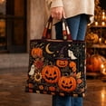 thumbnail image 4 of Halloween Quilted Tote Bag for Women, Large Canvas Shoulder Tote Bag with Vintage Halloween Farmhouse Decor, Structured Work Bag for Women with Top Handle & Storage Tote for, 4 of 5