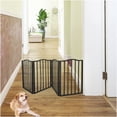 thumbnail image 2 of COSMOS Freestanding Folding Pet Gate for Doorways and Stairs, Solid Wood Dog Barrier in Dark Brown, No Installation Required, 2 of 9
