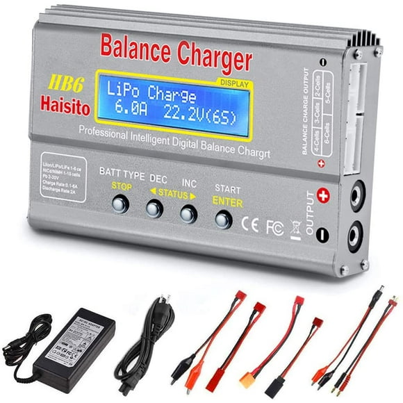 LiPo Chargeur de Batterie RC Chargeur d'Équilibre de Batterie Numérique avec Connecteurs d'Alimentation pour 1S-6S
