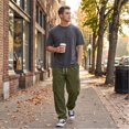 thumbnail image 6 of WJOSBXT Corduroy Pants Mens Baggy Cargo Pants Casual Drawstring Wide Leg Carpenter Pants Stretch Open Bottom Elastic Waist Relaxed Fit Running Work Pants S, 6 of 9