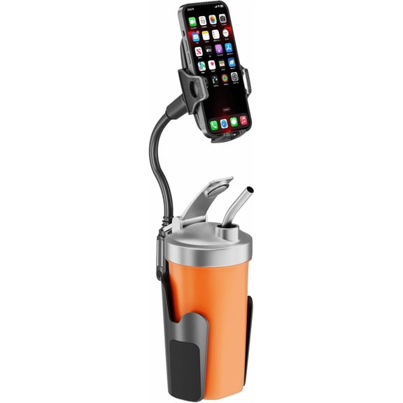 Cup Phone Holder for Car with 360° Adjustable Long Gooseneck, Cell Phone Holder Mount for Car | Truck | Golf Cart Compatible with iPhone & Samsung & All Smartphones