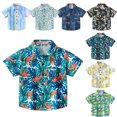 thumbnail image 2 of FLMEI Baby Kids Boys Printing Shirts Button down Hawaiian Shirts Short Sleeve Cool Blouses Tops Summer Casual T-Shirt for Toddler 6 Months - 7 Years, 2 of 9