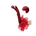thumbnail image 3 of INSPIRAR CHIC Guantes de Ópera de Terciopelo para Mujer con Volantes de Tul Oversized para Fiesta Talla Única Rojo Vino, 3 of 6