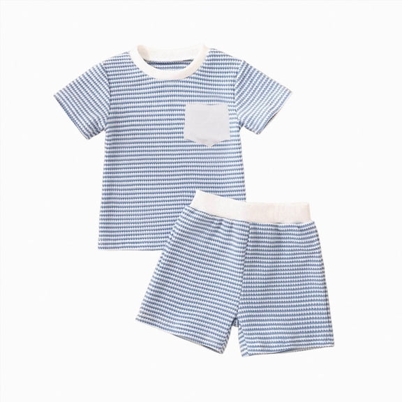 Toddler Boy Outfit Set Striped Short Sleeve Tee and Comfy Shorts Baby Boy Summer Clothes 6 12 18 Months 1 2 3 T
