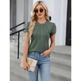 thumbnail image 2 of Weardear Womens Dressy Casual Blouses Business Work Tops Summer Short Sleeve Shirts Crew Neck Waffle Kint Tshirts, 2 of 7