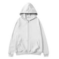 thumbnail image 4 of Mohiass Zip Up Hoodie Casual Cute Oversized Drawstring Womens Hoodie Y2k Fall Winter Long Sleeve Solid Fashion Zipper with Pockets White M, 4 of 5