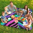 thumbnail image 7 of Color Wave Point Geometry Picnic Blanket Waterproof Outdoor Beach Blanket Hand-held Pad Suitable for Travel, Camping, Beach, Family Gatherings, 7 of 7