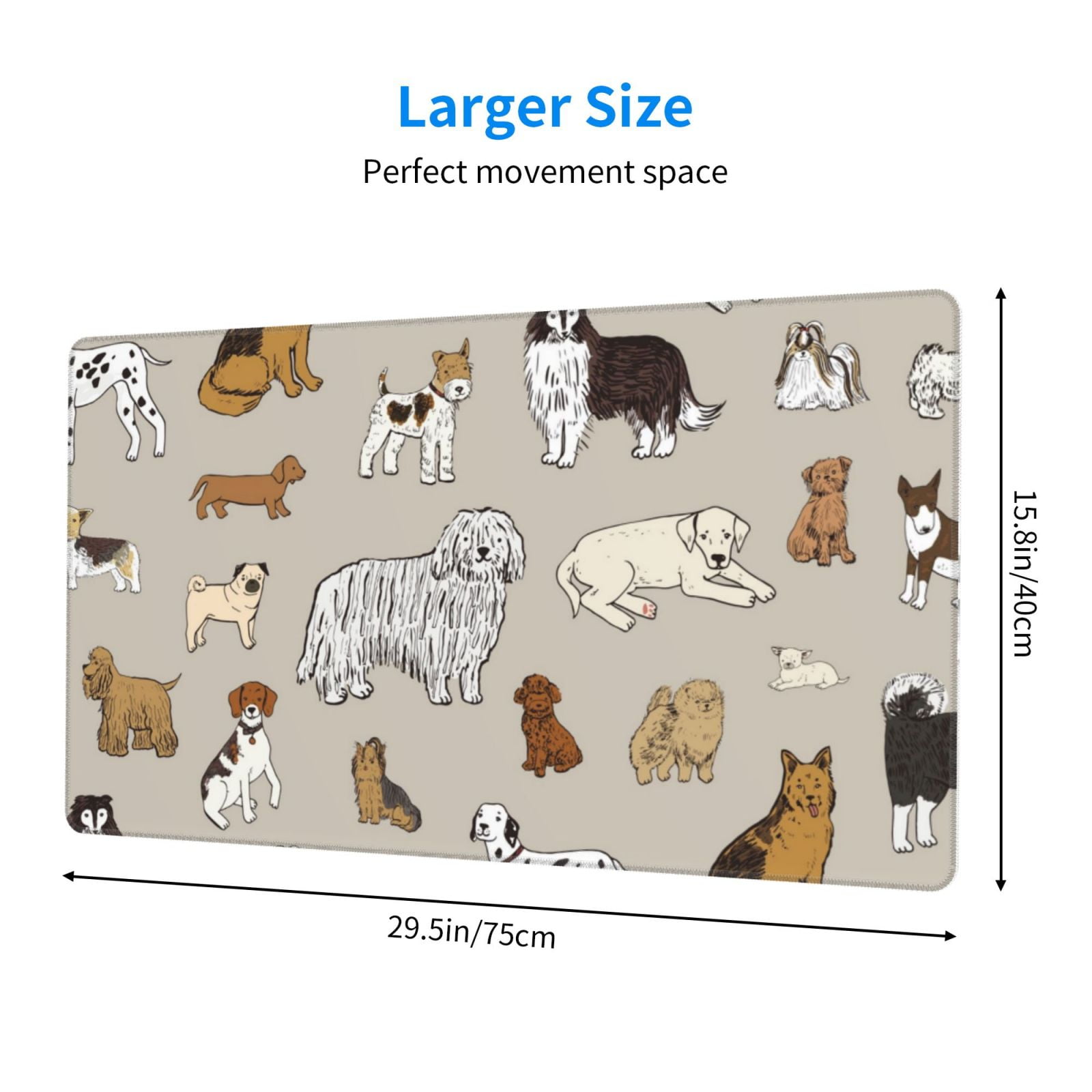 Kdxio Dog Animal Print Large Gaming Mouse Pad,Non-Slip Base,Water Resist Keyboard Pad for Gamer,Office & Home,29.5 x 15.8 in