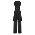 thumbnail image 2 of YiZYiF Women 2 Piece Praise Dance Outfits Sleeveless Color Block Asymmetric Overlay Dress with Pants Black XXL, 2 of 7