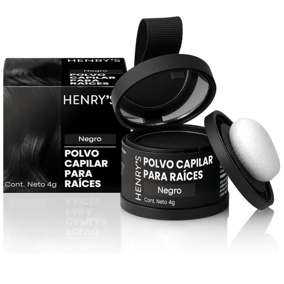 Henrys Polvo para Retocar Raíces Negro, Rellena Zonas Escasas, Define la Línea del Cabello y Cubre e