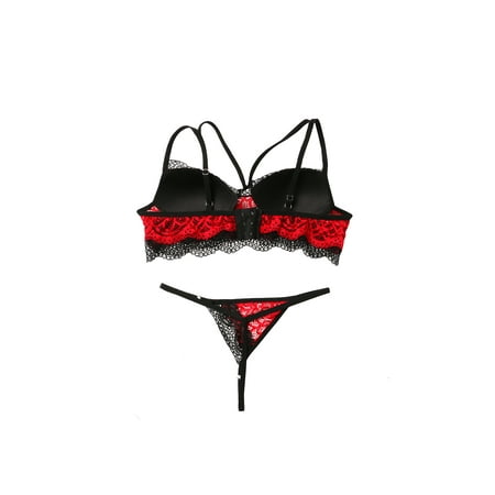 

Amuver Women Three-piece Lingerie Sexy Lace Bra + Fringed Waistband + Panty for Honeymoon Wedding Anniversaries