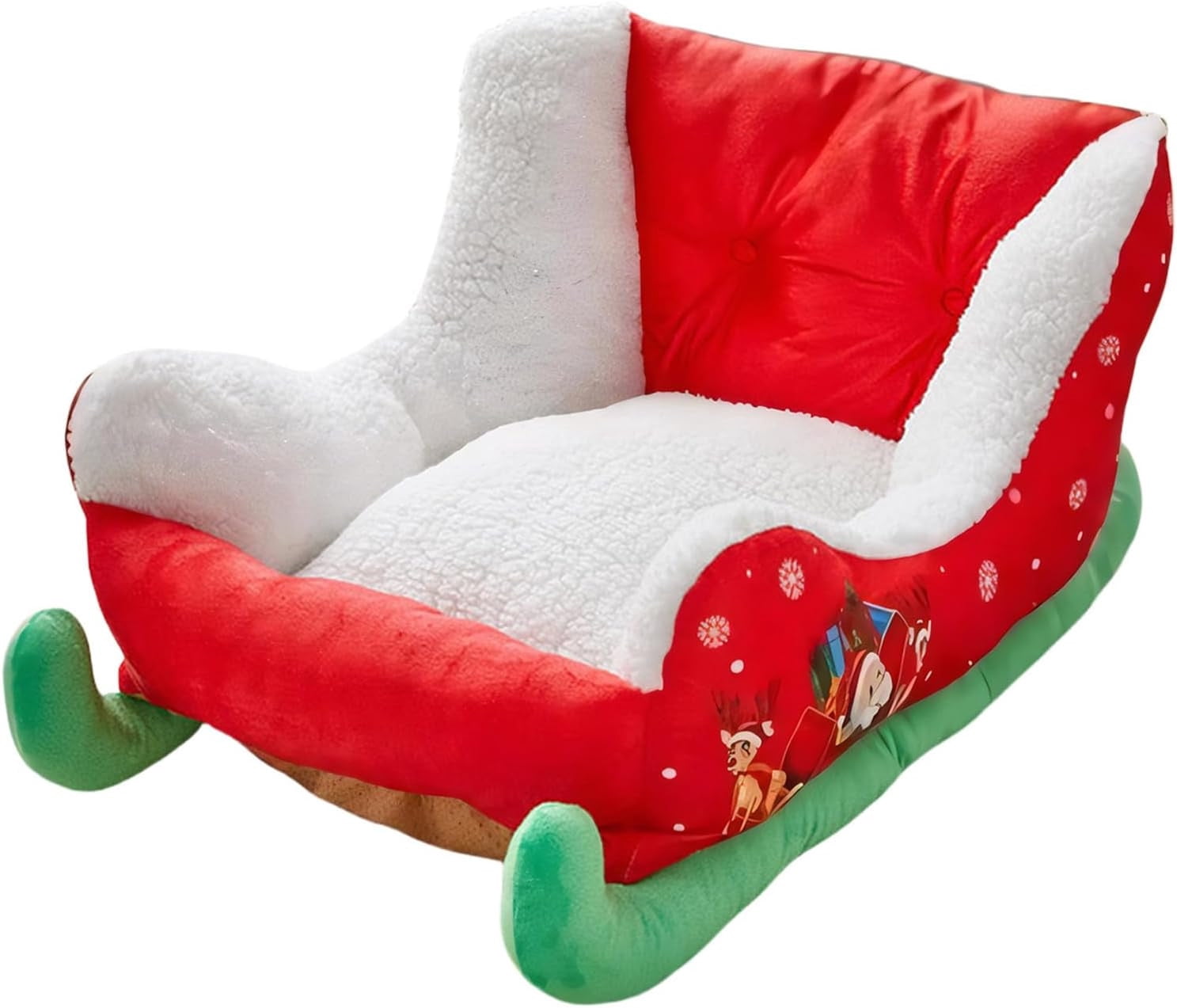Loyerfyivos Christmas Sleigh Dog Beds, Christmas Cat Bed, Pet Sleigh Bed, Santa Pet Bed for Dog and Cat, Washable Durable Indoor Outdoor Use for Dogs and Cats (L(26.7 * 11 * 15 in))