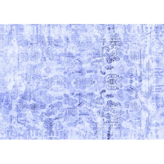 Ahgly Company Machine Washable Indoor Rectangle Abstract Blue Contemporary Area Rugs, 5' x 8'