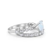 thumbnail image 5 of Two Piece Band Ring Oval Lab Created White Opal 925 Sterling Silver Size 5, 5 of 5