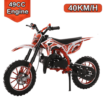 Kids Dirt Bike,Gas Dirt Bike for Kids 6-12 49cc 2-Stroke Mini Motorcycle Motorbike Beach Off Road Vehicles Children Pocket Bikes with Front Rear Disc Brakes Birthday Gift for Boys Girls