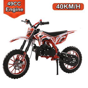 49CC Mini Dirt Bike for Adults and Children, 2-Stroke Gas Assisted Motorcycle with Front and Rear Disc Brakes Shock Absorbing Pocket Motorcycle 25 Mph Load 220 LBS