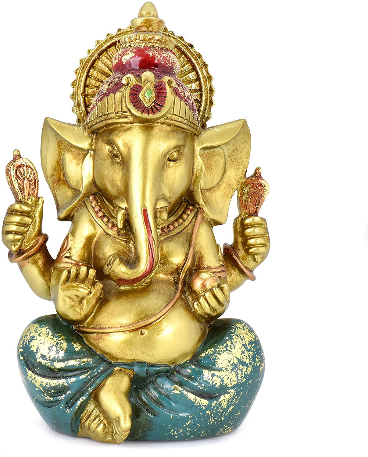 Hindu Idol Ganesha Asda 20cm Gold Lord Ganesh God Of Beginnings 