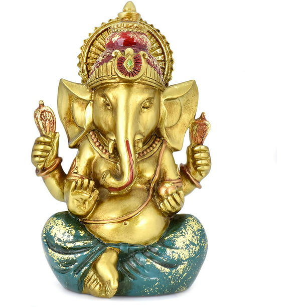 Ganesh Statue Elephant Hindu Of Success Resin Ganesha Ganpati Idol Hand Painted In Gold Indian Home Decor Perfect Diwali Gift Com - Ganesh Idols For Home Decor