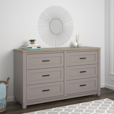 Ameriwood Home Carver 6 Drawer Dresser Gray Walmart Com