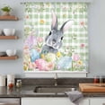 thumbnail image 4 of Easter Sheer Curtains 108" Extra Long, Spring Rabbit Eggs Botanical Floral Green Lattice Light Filering Curtains, Privacy Drapes Simi Floor to Veiling Curtain for Living Room Large Window Treatment, 4 of 9
