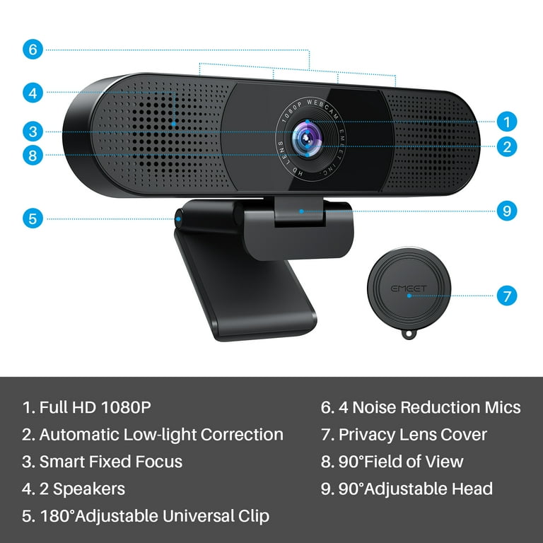 4K Webcam Web Camera 1080P 60FPS Webcam with Microphone EMEET S600 Ultra  for Streaming, 65°- 88° Adjustable FOV 