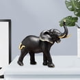 thumbnail image 3 of Estatua de elefante moderna, estatua de animal, hecha a mano, acento decorativo para el jardín y el hogar. cabeza negra arriba, 3 of 8