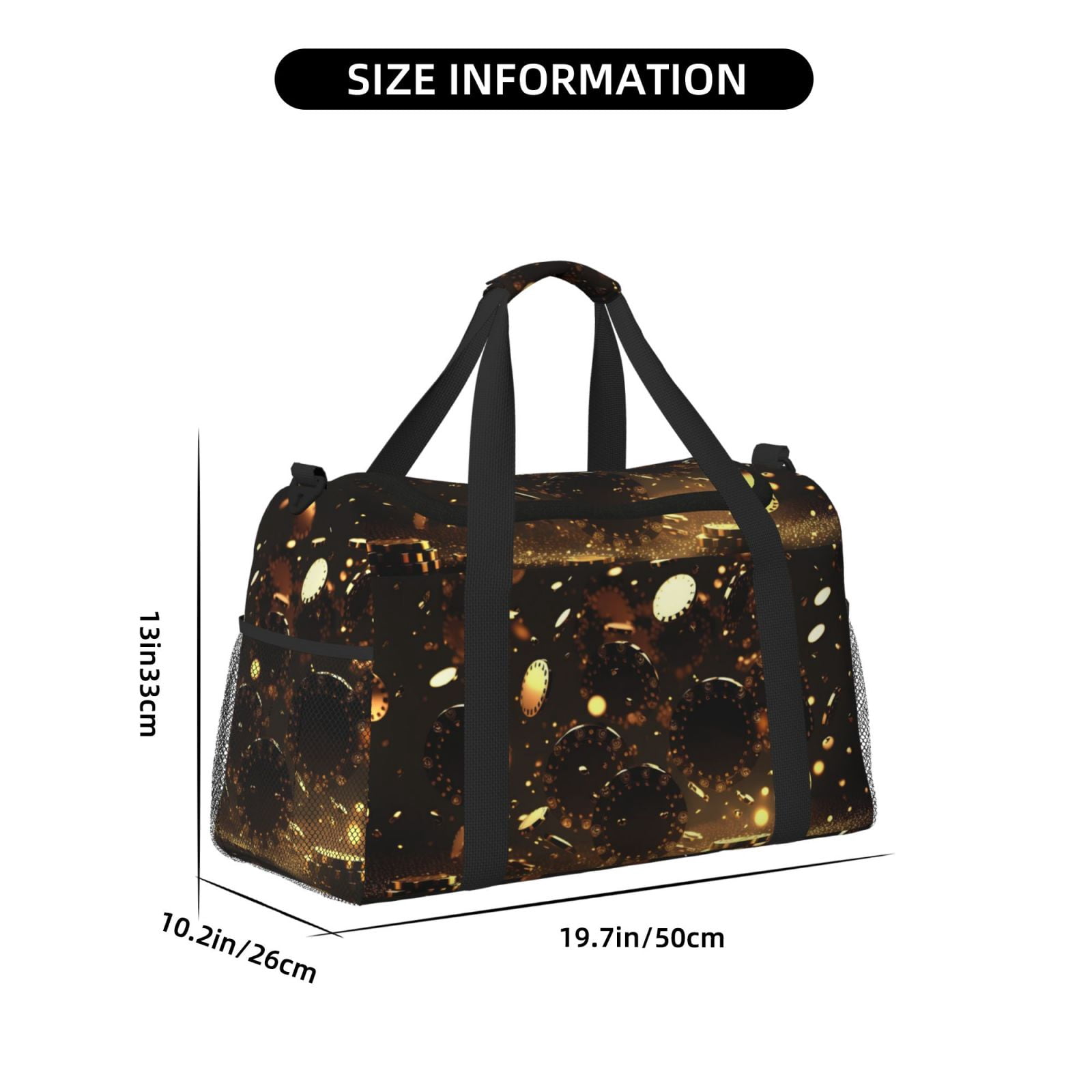 Fuzoiu Classical Golden Casino Print Travel Duffle Bag,Carry On Tote Bags,Duffel Bag,Sport Gym Bag, Hospital Bag for Labor and Delivery, Overnight Bag,Luggage Bag