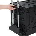 thumbnail image 3 of VECELO Extra Large Foldable Utility Cart, Portable Rolling Crate Handcart with Adjustable Handle, Shopping Trolley Collapsible Tool Box with Lid & Wheels, Black, 3 of 7