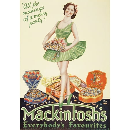 Toffee For Christmas Dinner Advertisement for Mackintoshs Toffees From The London Illustrated News Christmas Number 1933 Poster Print by Hilary Jane Morgan Design Pics ()