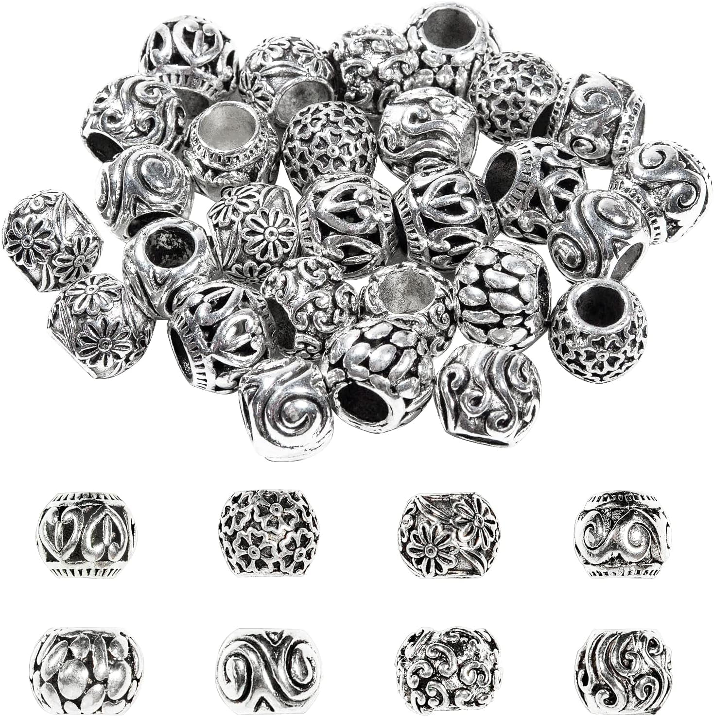 PH PandaHall 150pcs Flat Round Spacer Beads Tibetan Alloy Antique Silver  Carved Vortex Jewelry Bead Charm Spacers for Jewelry Making DIY Bracelets  Necklace - Yahoo Shopping