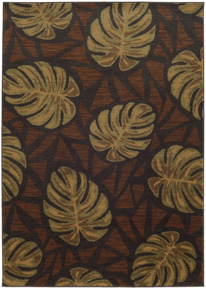 Tommy Bahama Voyage Area Rug 5994N Charcoal Leaves Triangles