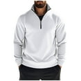 thumbnail image 2 of QUINDOS Mens Sweatshirts Zipped Hooded Letter Print Polar Fleece Big Mens Hoodies Long Sleeve Casual Button Pullover Tops Kangaroo Pocket, 2 of 9