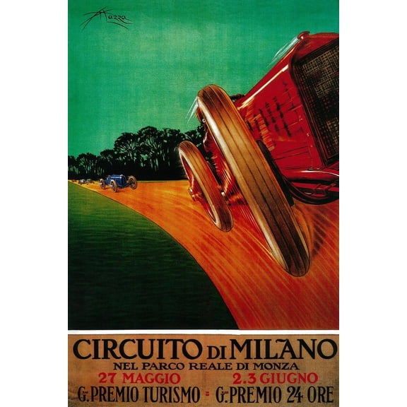 Art.com Circuito Di Milano Vintage Poster - Europe Art Print by Lantern Press, 12" x 18"