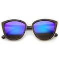 thumbnail image 1 of sunglassLA Unisex High Fashion Metal Outer Frame Color Mirror Lens Oversized Cat Eye Sunglasses (Tortoise-Gold / Purple Mirror) - 55mm, 1 of 4