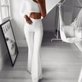 thumbnail image 2 of Women Bell Bottom High Waist Ruffle Pants Solid Slim Fit Trousers Yoga Pants Wide Leg Pants, 2 of 4