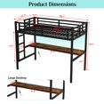 thumbnail image 2 of Twin XL Loft Bed with Desk, USB Charging Station and LED Light, Metal Loft Bed Frame with Ladder and Full-Length Guardrails, Black, 2 of 7