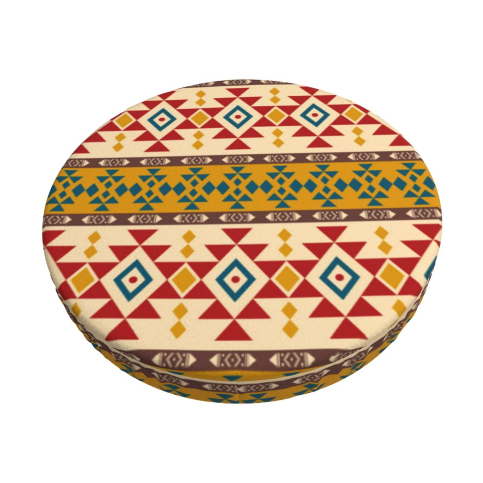 Easygdp Aztec Print Easy To Install Bar Stool Covers&Stool Covers Round&Elastic Stool Cover, Barstool Covers,Washable&Bottom With Elastic Edge-14 inch